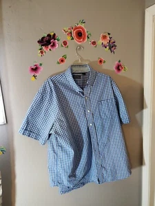 Arrow USA 1851 Men’s Button Down Short Sleeve Shirt XL Blue White Check - Picture 1 of 10