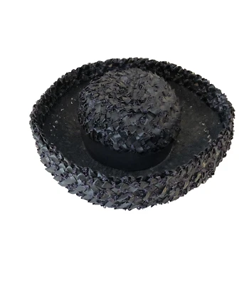 Sombreros Ilten Hecho en Unión Damas Sombrero Mediados de Siglo Cubo Rafia Ala Paja De Colección Foto 1 de 4