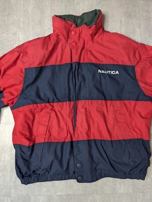 Abrigo Chaqueta Cortavientos Vela Reversible Rayas Rojo Azul Nautica De Colección Foto 1 de 4