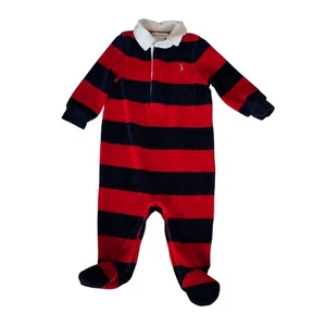 Ralph Lauren Bebé Infante Niños Rojo/Azul Marino Básico Una Pieza Mono Traje Talla 6 - Imagen 1 de 7