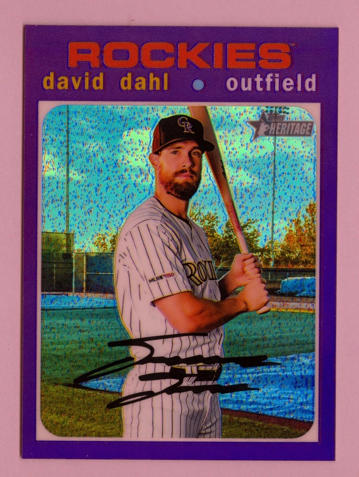 2020 Topps Heritage Chrome Purple Refractor THC-478 David Dahl Rockies - Image 1 of 1