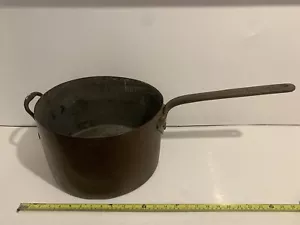 Large Copper Pot Antique Rustic Vintage Cast Iron Handle Reclaimed 12 Inch - Picture 1 of 16