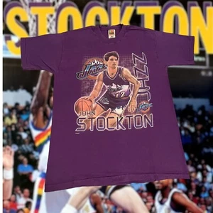 Vintage 90s NBA John Stockton Utah Jazz Basketball Tee - Picture 1 of 4