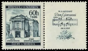 BOHEMIA and MORAVIA B6 - Wolfgang Amadeus Mozart "Old Theatre, Prague" (pb82643) - Picture 1 of 1