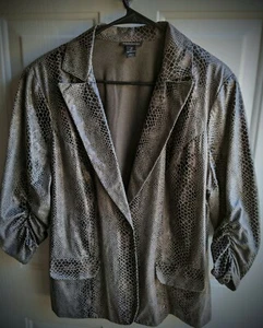 Courtenay Women's Snakeskin Black And Brown Blazer Suit Jacket 3/4 Sleeves Sz 1X - Picture 1 of 3