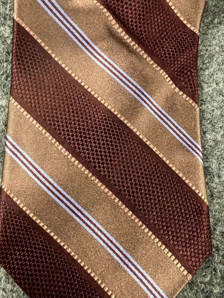 "Corbata de cuello IKE BEHAR NEW YORK, 100 % seda, granate, marrón y lavanda a rayas, 60""" Foto 1 de 4