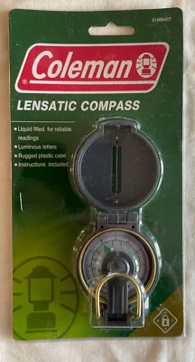 Линзовый компас Coleman с чехлом — заполненные жидкостью светящиеся буквы ЗАПЕЧАТАНЫ - Изображение 1 из 2