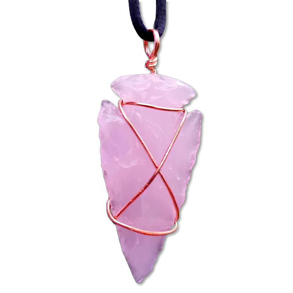 Collar Colgante Punta de Flecha Opalita Rosa Potente Gema Argonón Peruano Joyería Foto 1 de 4