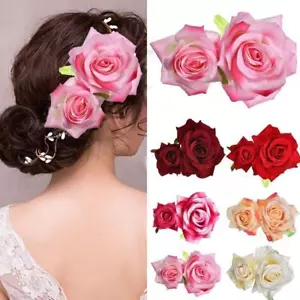 Rose Flower Bridal Hair Clip Hairpin Brooch Wedding Bridesmaid Party Accessory * - Picture 1 of 19