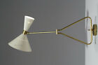 1950 Messing Wei Wandleuchte Diabolo Italian Cone Stilnovo Sputnik Light...