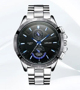 Mens Longbo Watch Chrome Band Wristwatch Costa Bella Jewelry - Picture 1 of 1