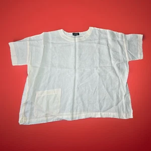 top blusa lino eskandar taglia 0 taglie forti tasca frontale boho - Foto 1 di 8
