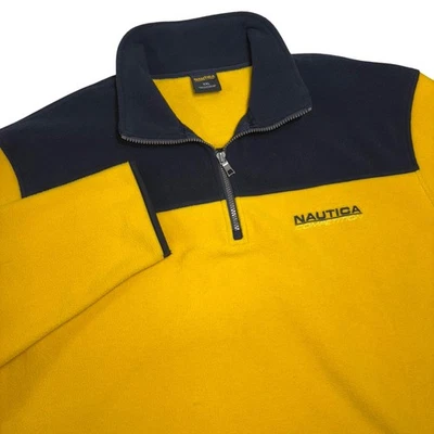 Chaqueta Pullover Nautica Competition Polar 1/4 Cremallera Amarillo Azul Marino Hombres XXL Foto 1 de 4