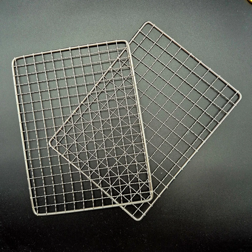 URSUZ Barbeque Grillrost 2 Stück Edelstahl Survival Bushcraft Grill 20 x 15 cm BBQ