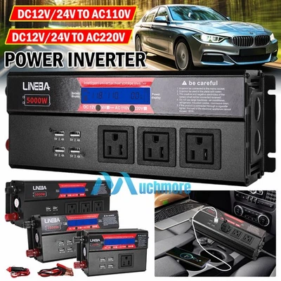 Inversor de corriente para automóvil 5000W 12V 24V DC a 110V 120V 3 tomas de CA convertidor automático USB Foto 1 de 4