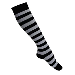 Striped Patterned Socks (Knee High) - Gray and Black - Picture 1 of 3