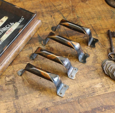 x1 Antique Yawman Erbe Copper Flashed Drawer File Pull Japanned Cabinet Handle - Image 1 of 4