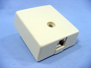 Leviton Ivory Surface Mount Type 103 Modular Phone Jack Cat 3 WECO 41038-IDB - Picture 1 of 5