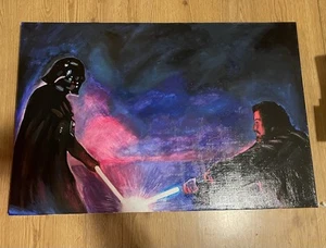 Star Wars Acrylic Painting- Vader vs Obi Wan Canvas Large - Picture 1 of 4
