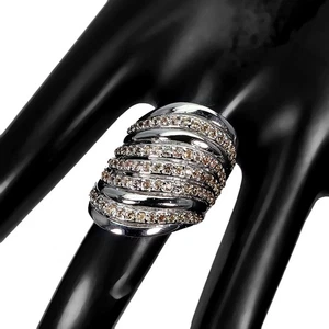 925 Anillo Plata de Ley Zafiro Diamante Redondo Corte Gema Natural Talla 8 - Imagen 1 de 14