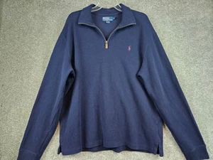 Polo Ralph Lauren Men's 1/4 Zip Pullover Sweater Navy Blue Size XL - Picture 1 of 9