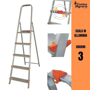 Scala in alluminio Stella con 3 tre gradini scaletta pieghevole interno esterno - Foto 1 di 6