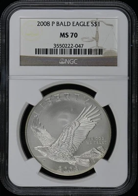 2008 P BALD EAGLE Modern Commem S$1 NGC MS70 - Image 1 of 2