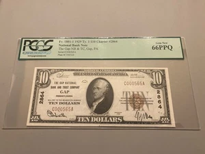 $10 1929 The Gap National Bank & Trust Company Gap PA Lancaster Co PA PCGS 66PPQ - Picture 1 of 2