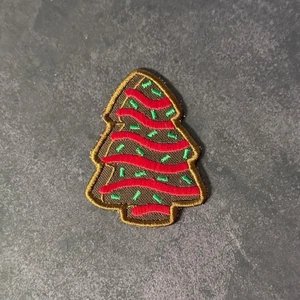 Weihnachtsbaum Kuchen lustig bestickt braun Patch - 3,5 "x 2,5", Haken & Schleife Rückseite - Bild 1 von 3