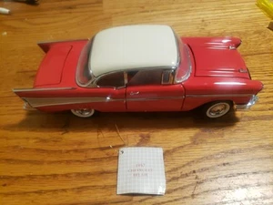 1957 chevy 2 dr. Bel-Aire hardtop, red franklin mint with tag - Picture 1 of 18