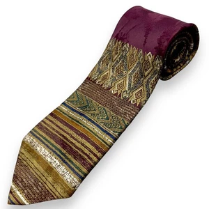 Dona Dona 100% Silk Dress Tie Made in Italy Vintage Abstract Print 59" 4" - Picture 1 of 11