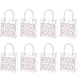 8 Pcs Pink Cowgirl Western Gift Bag Clear PVC Party Favor Bag with Handles - Picture 1 of 3