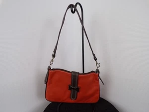 Cartera de mano Vera Pelle de cuero italiano granulado naranja/marrón - Imagen 1 de 6
