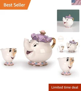 Cartone Animato Nuovo La Bella e la Bestia Teiera Tazza Mrs Potts Chip Teiera Tazza Un Set L - Foto 1 di 10