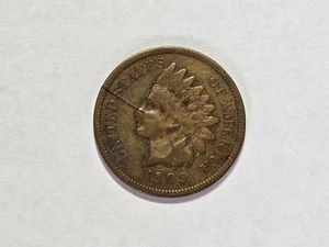 Centavo cabeza india 1909-S fecha clave detalles finos anverso rasguño ¡BONITO! - Imagen 1 de 2