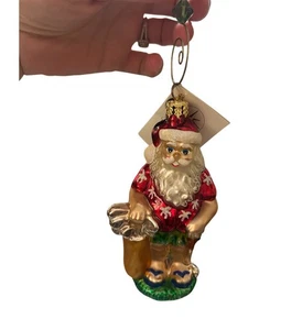 Vintage Christopher Radko Golf Santa Flip Flops Glas Ornament mit Box - Bild 1 von 12
