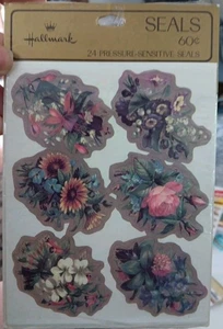 Vintage Hallmark druckempfindliche Dichtungen 24 Aufkleber für Stoff, Pakete, Envs - Bild 1 von 3