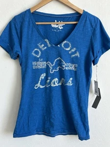 Detroit Lions Shirt Women’s Blue Medium Short sleeve Pull Over NFL NWT Touch - Picture 1 of 9