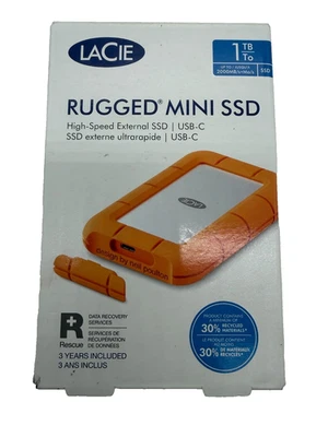 Unidad de estado sólido LaCie Rugged Mini SSD 1TB naranja. Nuevo sellado de fábrica Foto 1 de 3