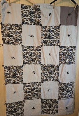 Small Floral Handmade Quilt Throw Brown/ Beige Tones  - Image 1 of 4