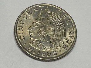 1980 MEXICO 50 CENTAVOS COIN COPPER- NICKEL KM#452 CIRCULATED - Picture 1 of 7