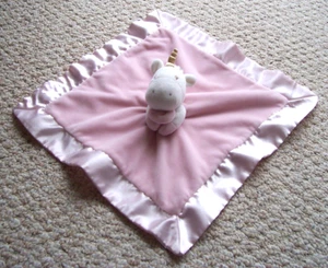 Gund Baby Luna Lovey White Unicorn Pink Security Blanket Soft Satin Trim 14 x 14 - Picture 1 of 5