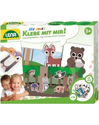 LENA "My First Klebe mit mir - Waldtiere" Spiele Basteln Kinder Bastelset