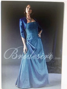 Traumhaftes langes Abendkleid türkisgrün! Gr. 38/40, schulterfrei + Bolero, top! - Bild 1 von 3