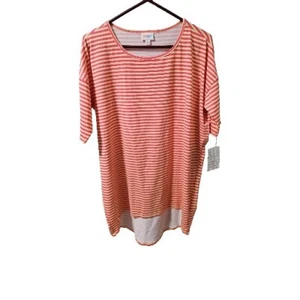 Yellow/ Pink Striped LULAROE Irma TOP Size S Short Sleeve Pullover Tunic Shirt - Picture 1 of 2