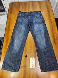Pantalones de mezclilla rectos sueltos Helix azules para hombre 32 x 30 bolsillos con botones bordados - Imagen 1 de 21