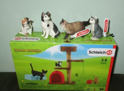 Schleich 42501 Farmworld Katzen Kratzbaum NEU OVP mit 4 zusätzlichen Katzen - Bild 1 von 4