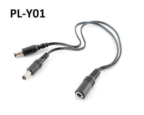 1ft DC Power 1-Female/2-Male Splitter Cable for Security Cameras & More, PL-Y01 - Image 1 of 1