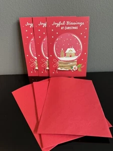 3 NEW Christmas Cards & Envelopes Cozy Home Snow Globe Hallmark Joyfully Yours - Picture 1 of 3