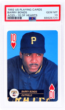 1992 US Playing Cards #10H Barry Bonds Aces 10 of Hearts PSA 10